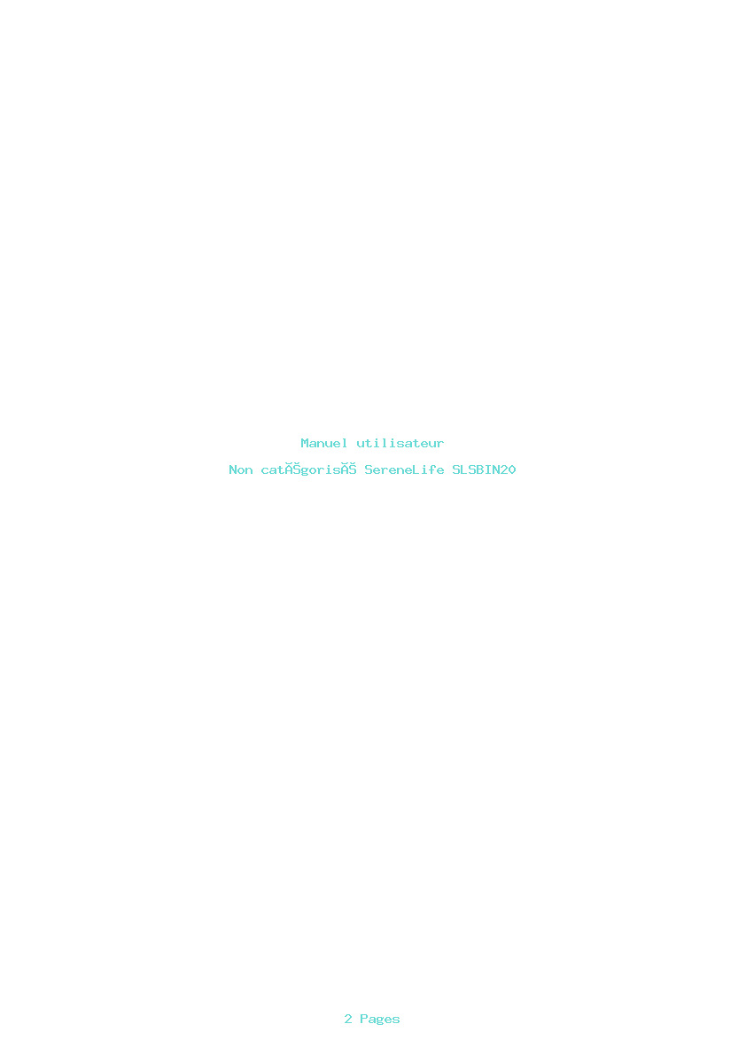 Page 1 de la notice Manuel utilisateur SereneLife SLSBIN20