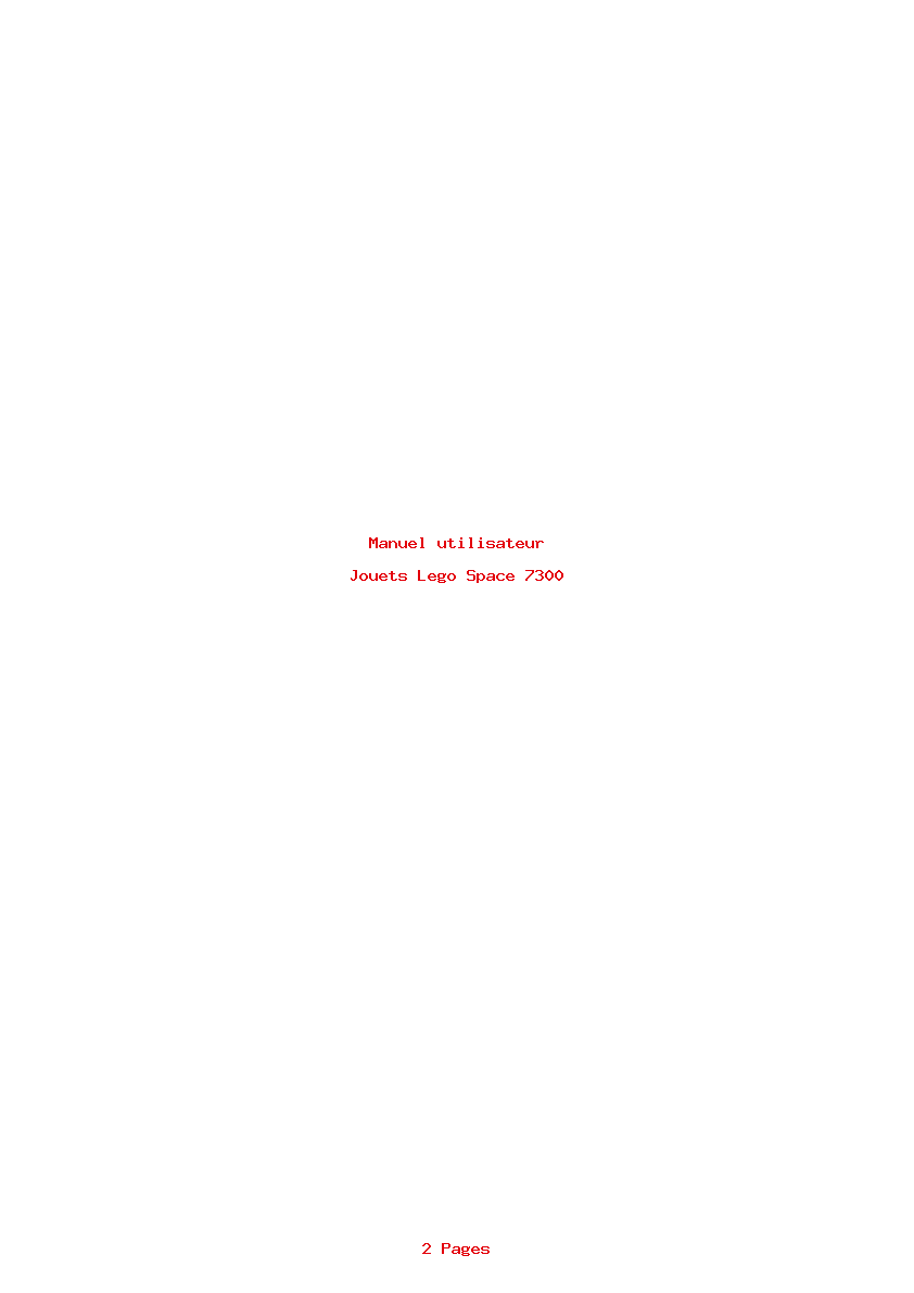 Page 1 de la notice Manuel utilisateur Lego Space 7300