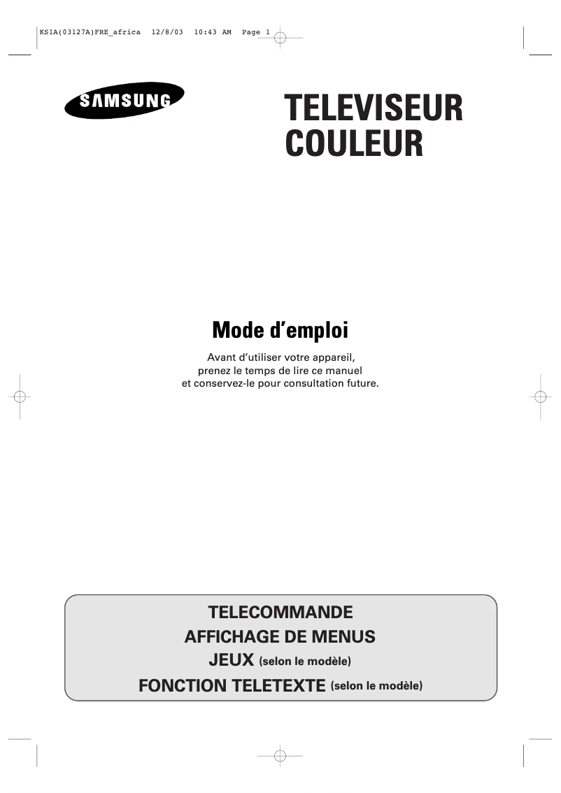 Page 1 de la notice Manuel utilisateur Samsung CS-21K3MG