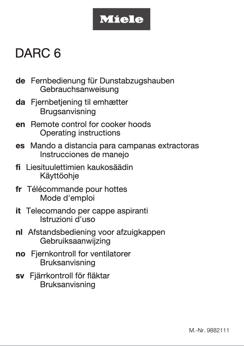 Page 1 de la notice Manuel d'utilisation et d'entretien Miele DARC 6