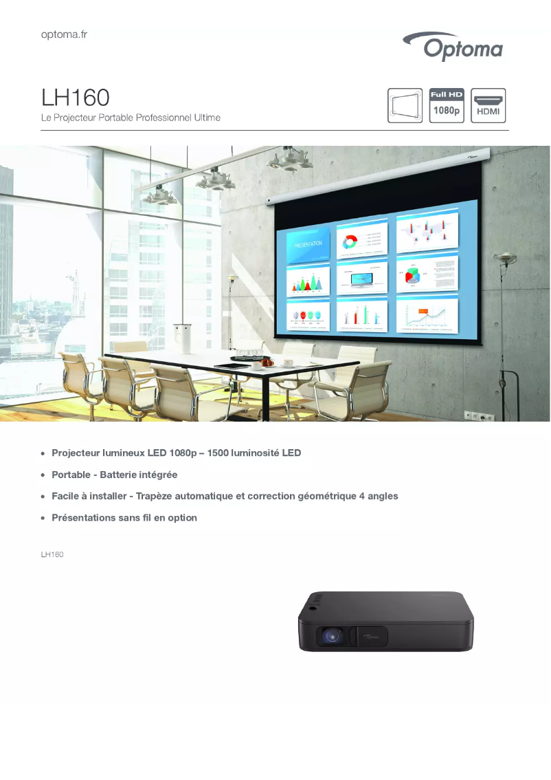 Page 1 de la notice Fiche technique Optoma LH160