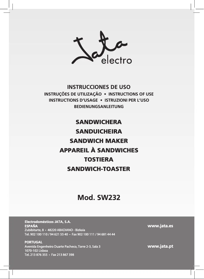 Page 1 de la notice Manuel utilisateur Jata SW232