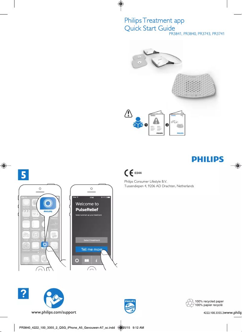 Page 1 de la notice Guide de démarrage rapide Philips BlueTouch PR3741