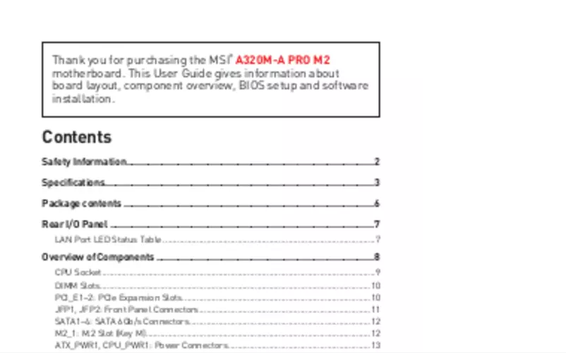 Página 1 del manual Manual de usuario MSI A320M-A PRO M2