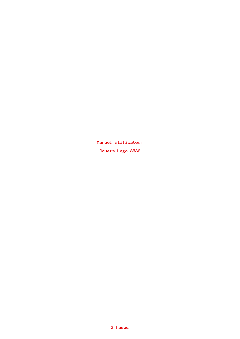 Page 1 de la notice Manuel utilisateur Lego 8586