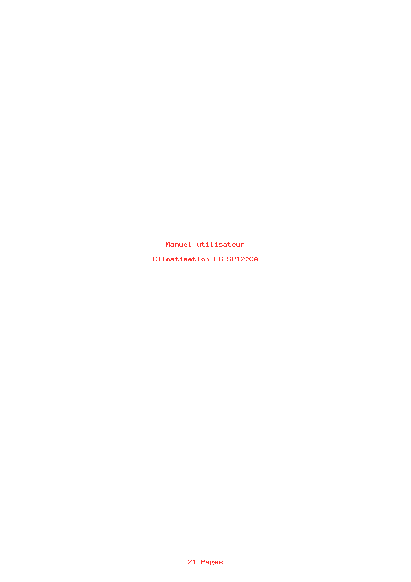 Page 1 de la notice Manuel utilisateur LG SP122CA