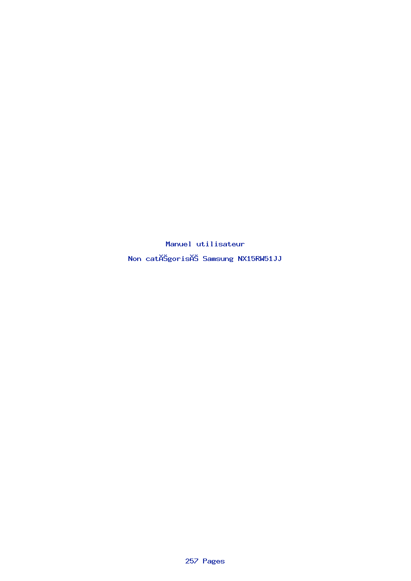 Page 1 de la notice Manuel utilisateur Samsung NX15RW51JJ