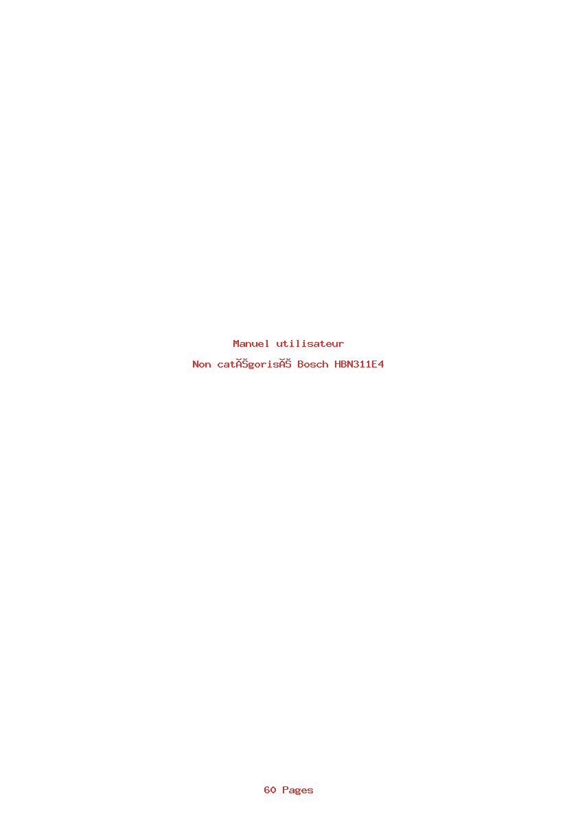 Page 1 de la notice Manuel utilisateur Bosch HBN311E4