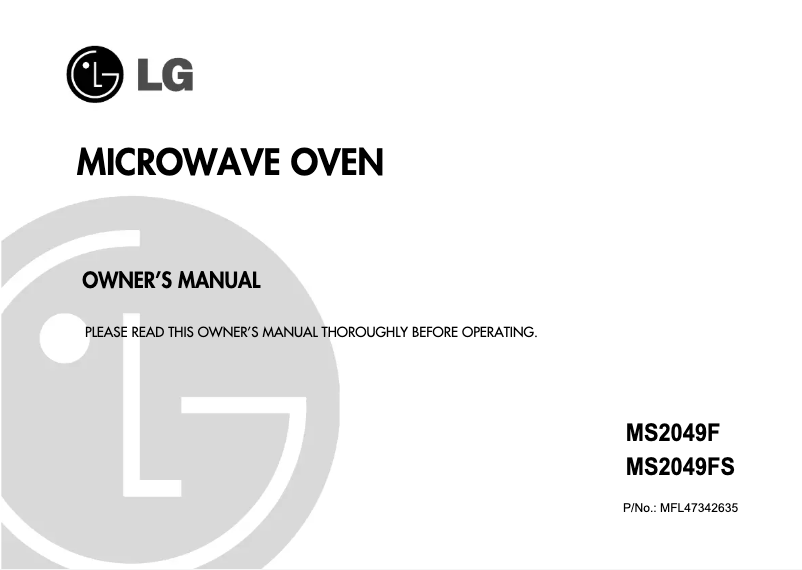 Page 1 de la notice Manuel utilisateur LG MS2049FS