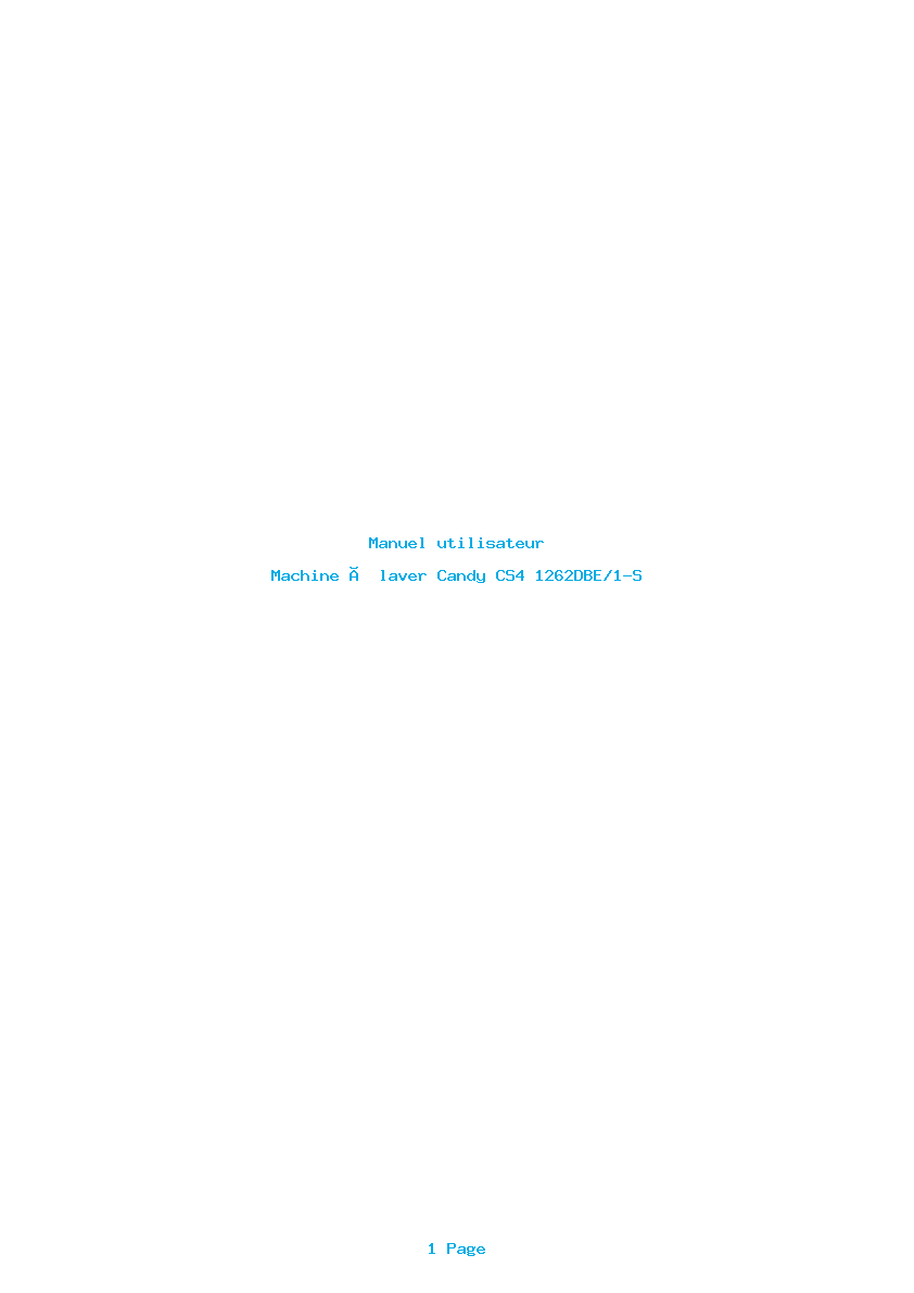 Page 1 de la notice Manuel utilisateur Candy CS4 1262DBE/1-S