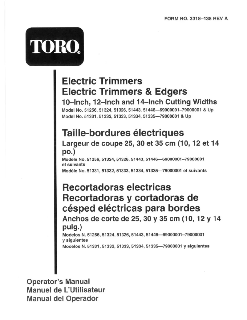 Page 1 de la notice Manuel utilisateur Toro 51450