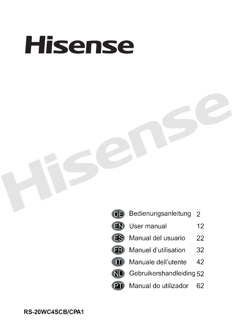 Page 1 de la notice Manuel utilisateur Hisense GSNF 150