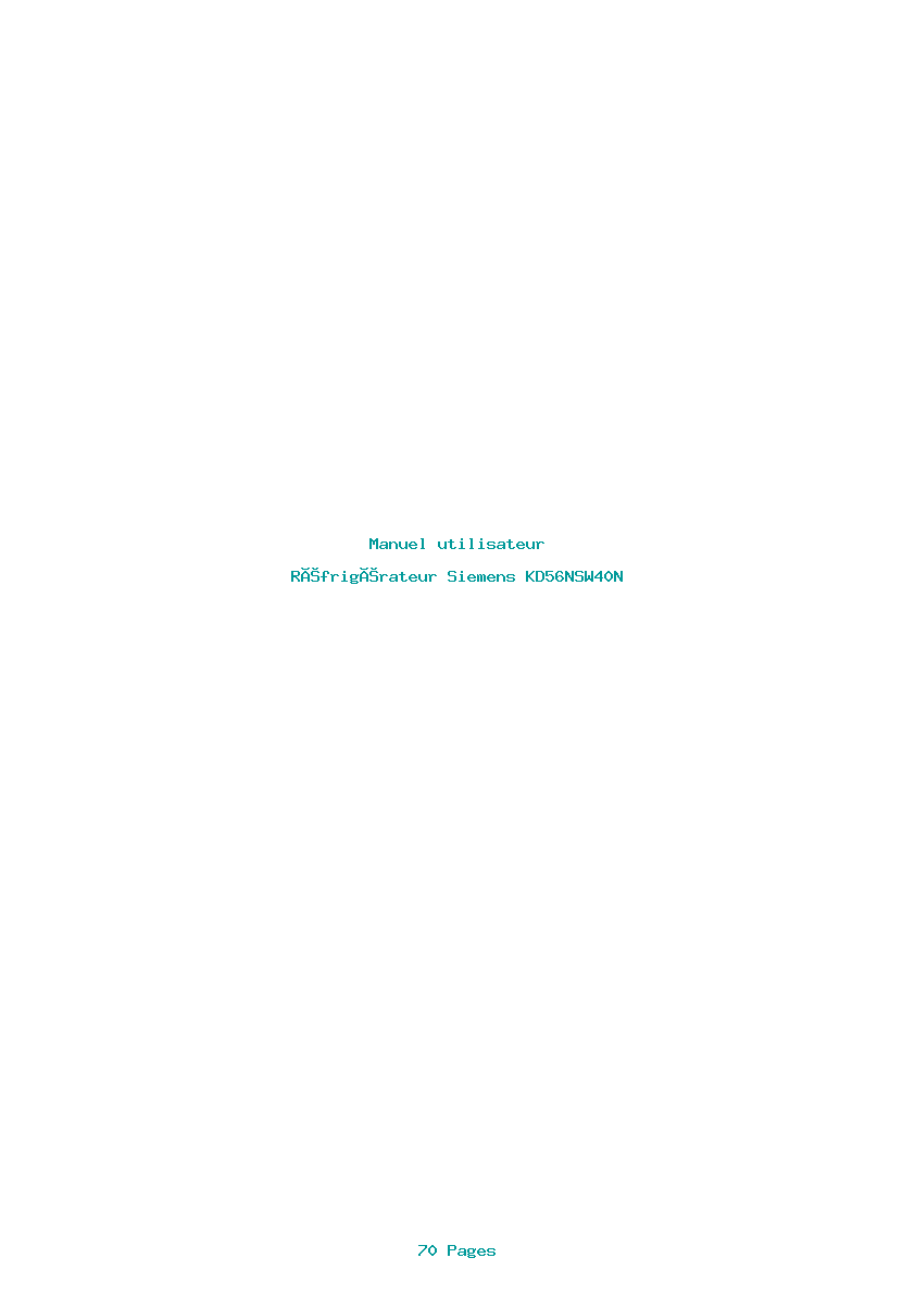 Page 1 de la notice Manuel utilisateur Siemens KD56NSW40N