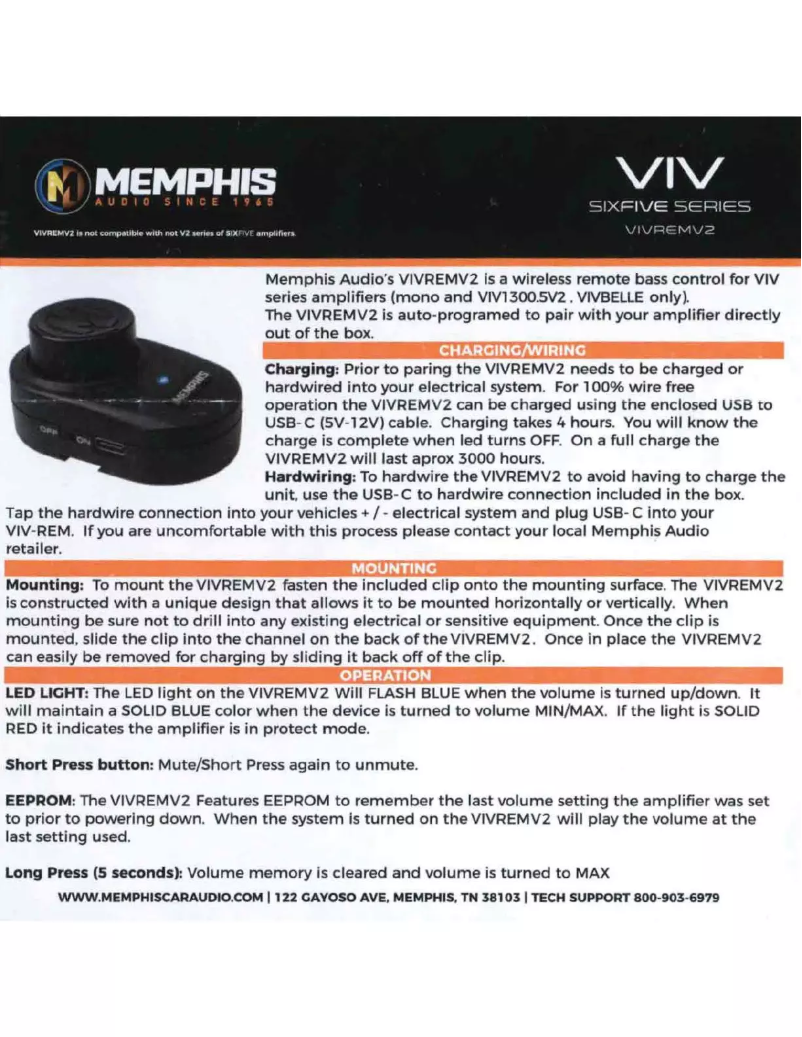 Page 1 de la notice Manuel utilisateur Memphis Audio VIVREMV2
