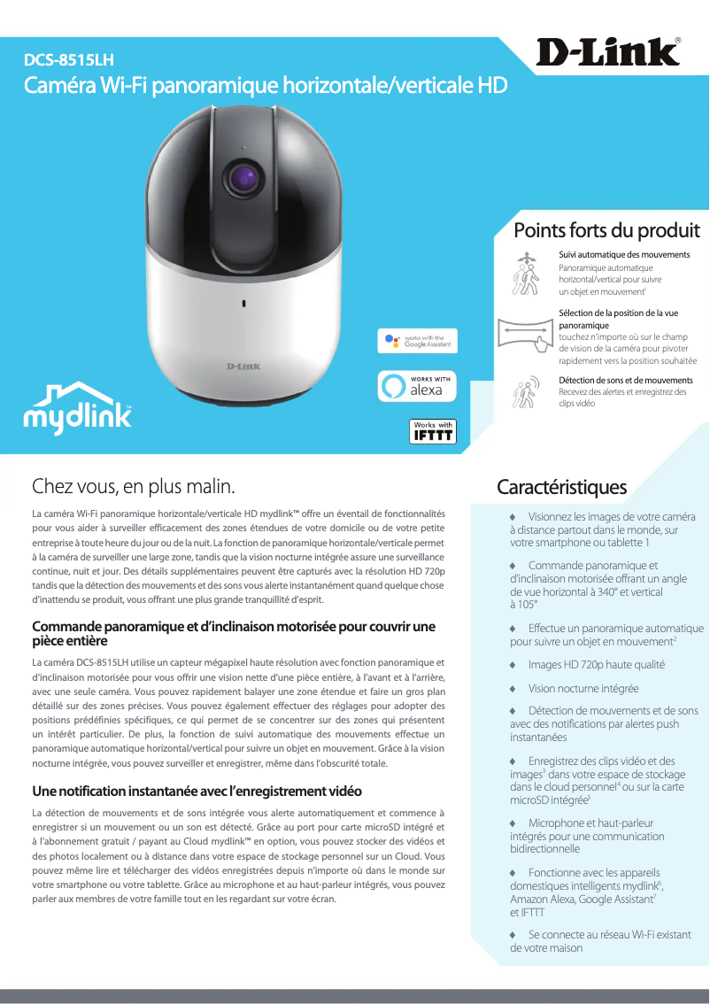 Page 1 de la notice Fiche technique D-Link DCS-8515LH