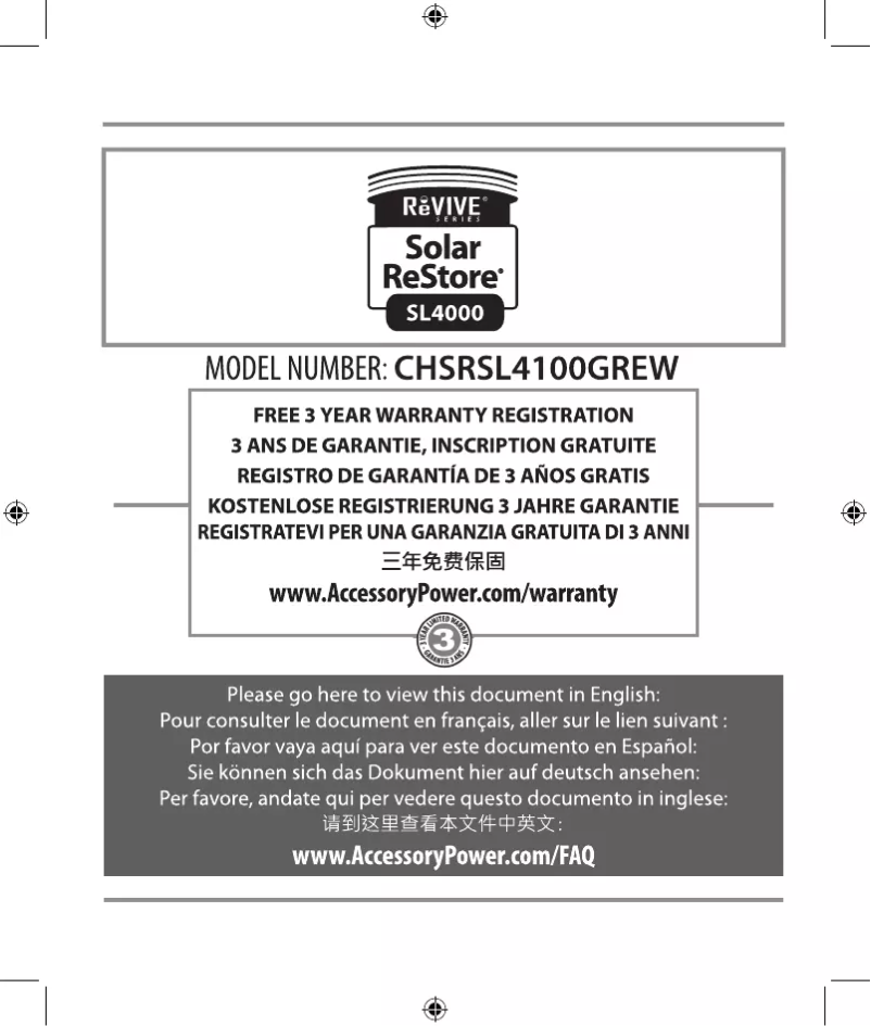 Page 1 de la notice Manuel utilisateur Accessory Power ReVIVE