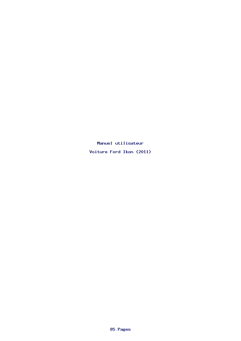 Page 1 de la notice Manuel utilisateur Ford Ikon (2011)
