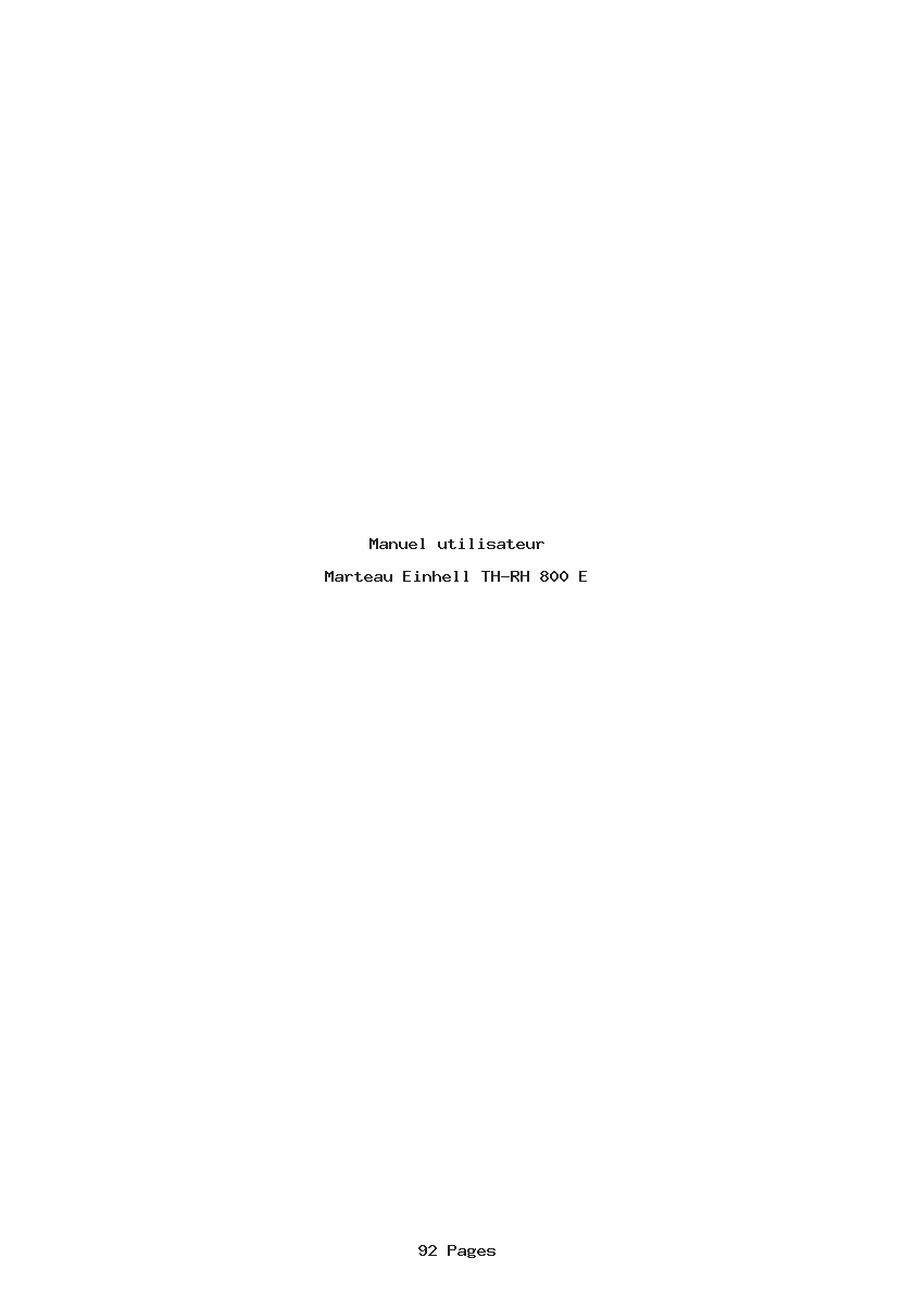 Page 1 de la notice Manuel utilisateur Einhell TH-RH 800 E