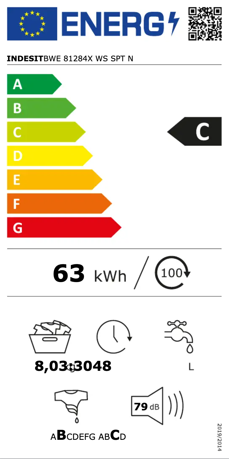 Page 1 de la notice Manuel utilisateur Indesit BWE 81284X WS SPT N