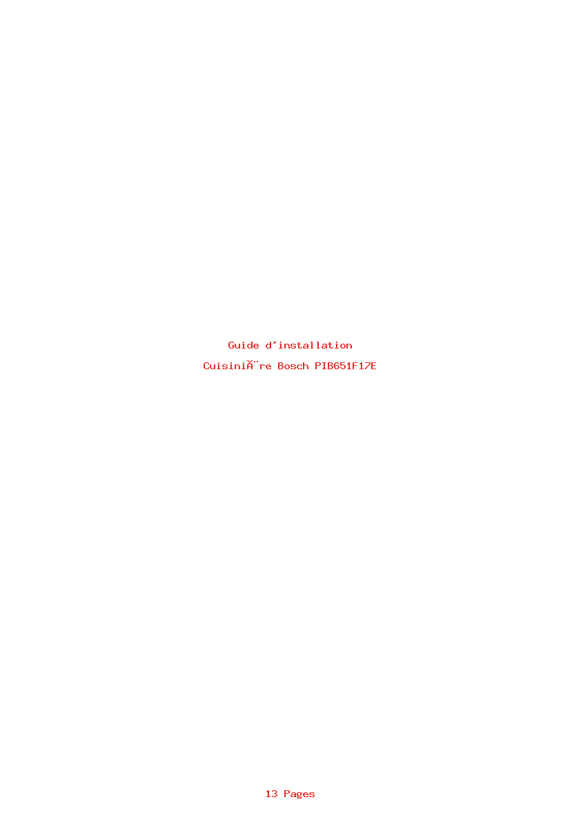 Page 1 de la notice Guide d'installation Bosch PIB651F17E
