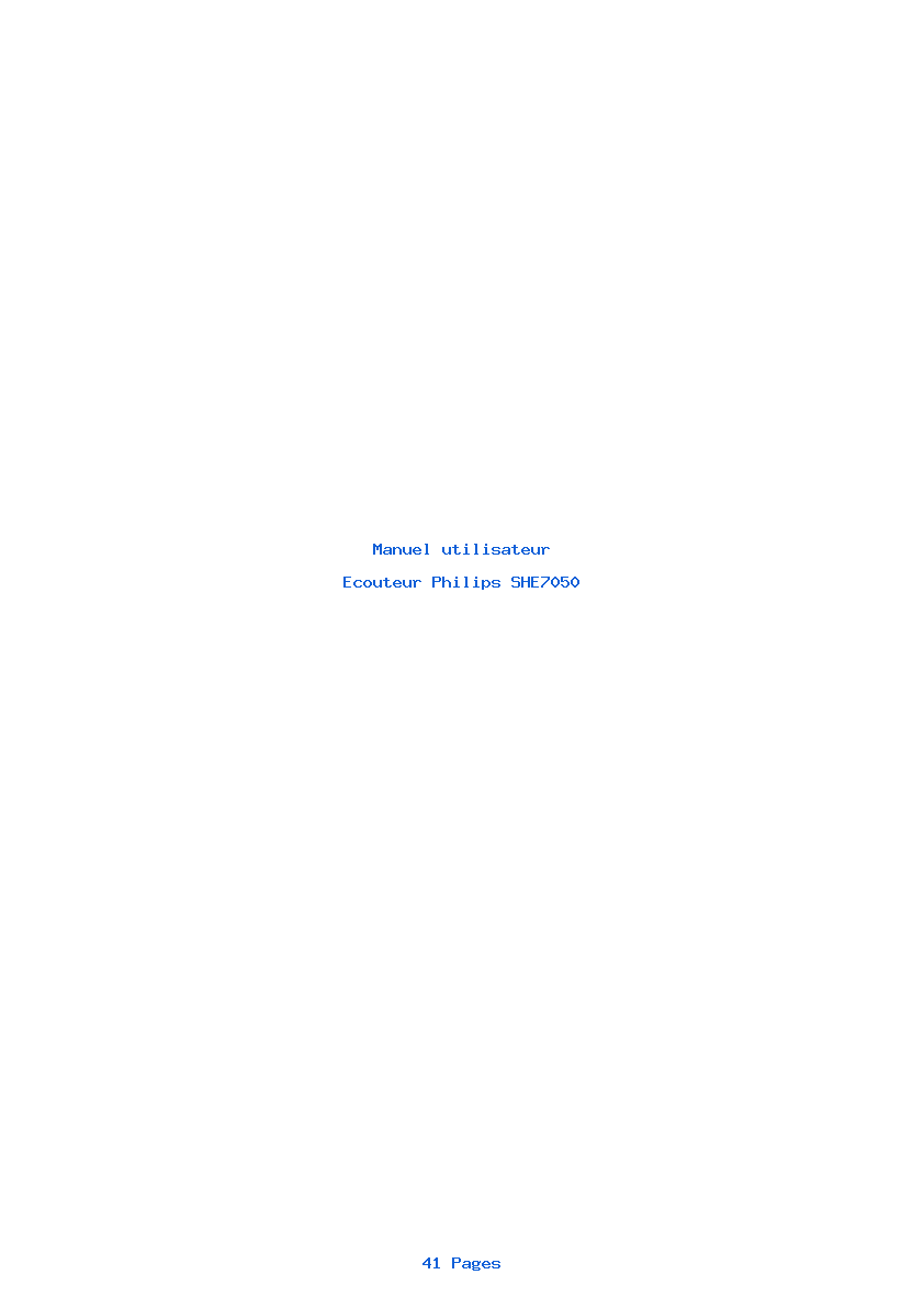 Page 1 de la notice Manuel utilisateur Philips SHE7050
