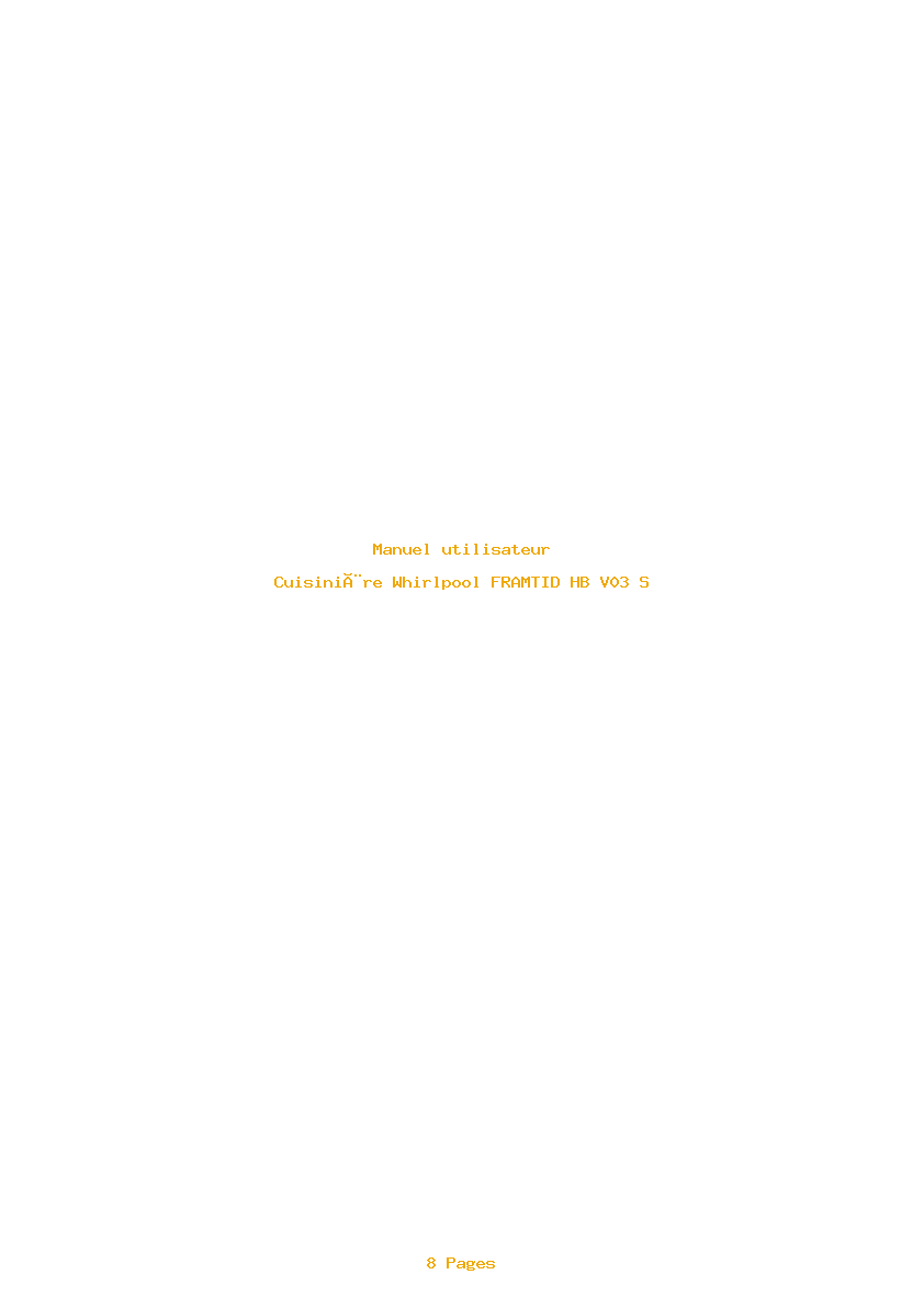 Page 1 de la notice Manuel utilisateur Whirlpool FRAMTID HB V03 S