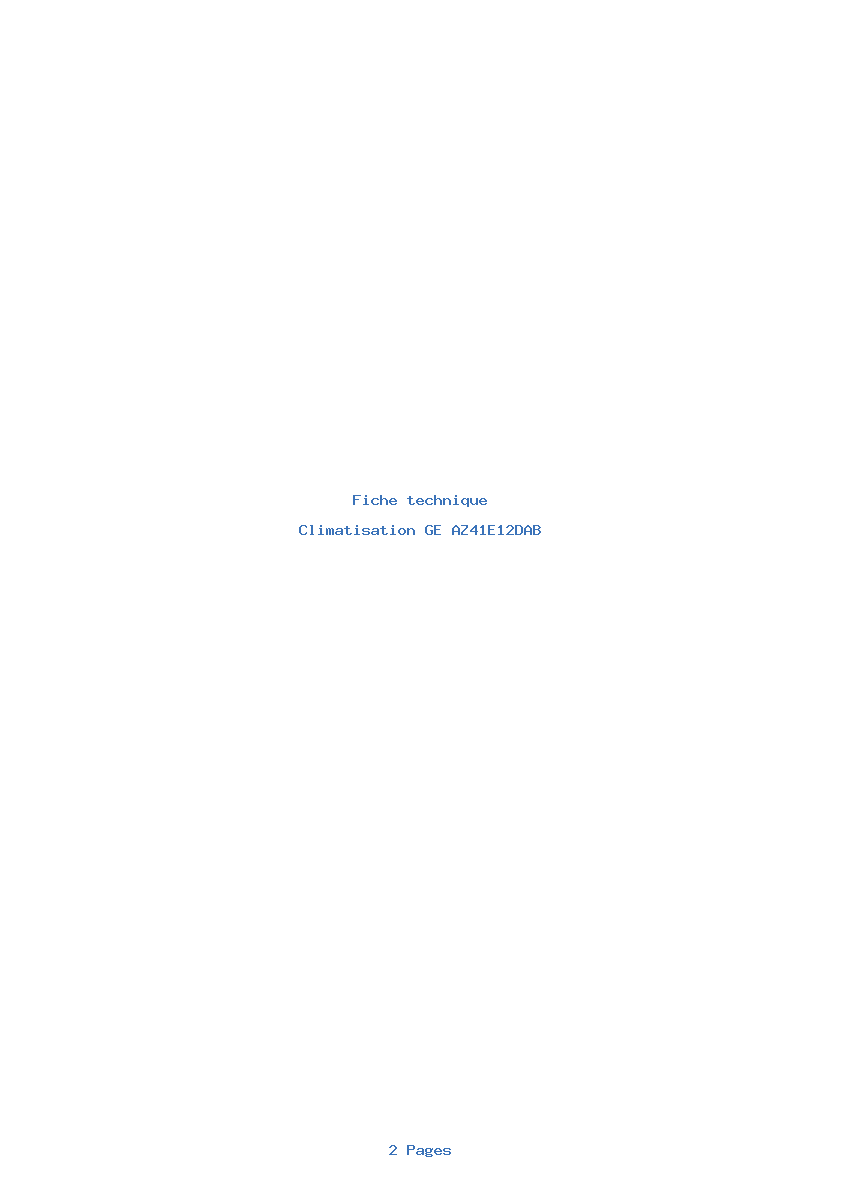 Page 1 de la notice Fiche technique GE AZ41E12DAB