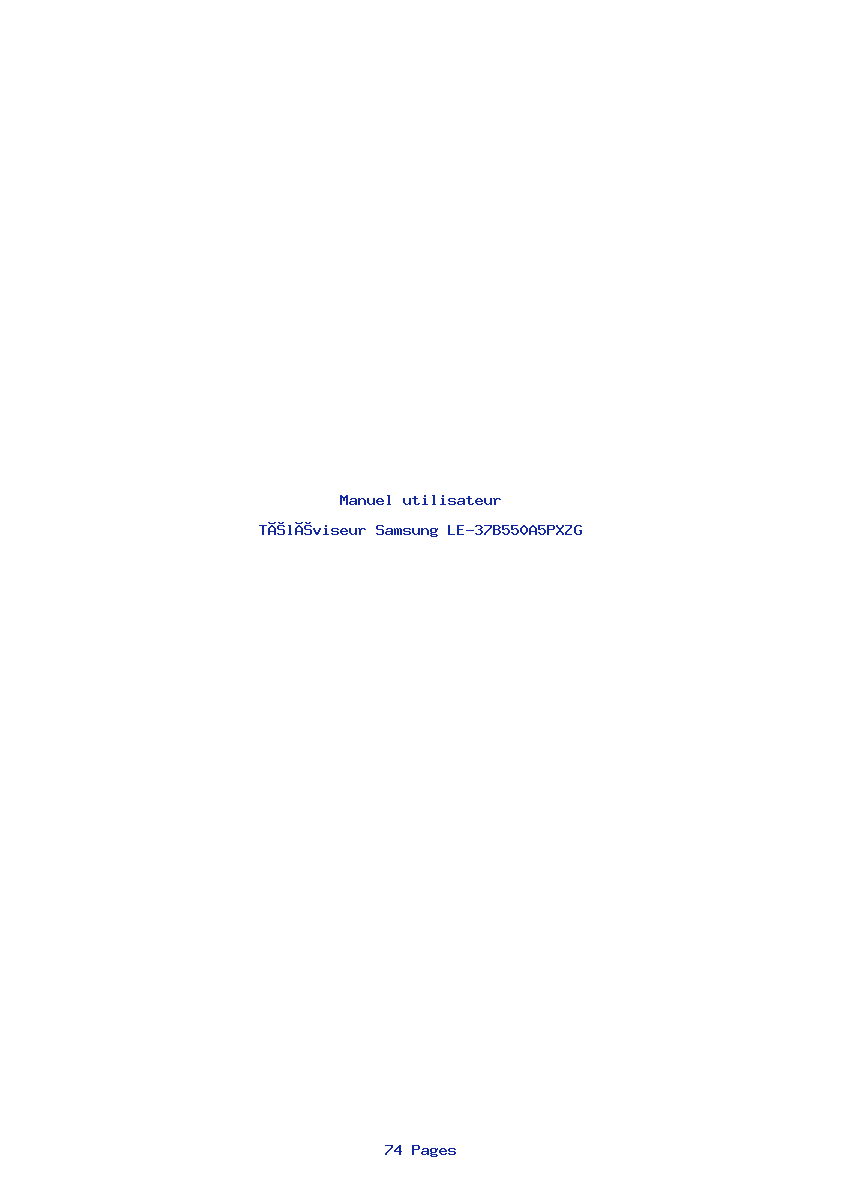 Image de la première page du manuel de l'appareil LE-37B550A5PXZG