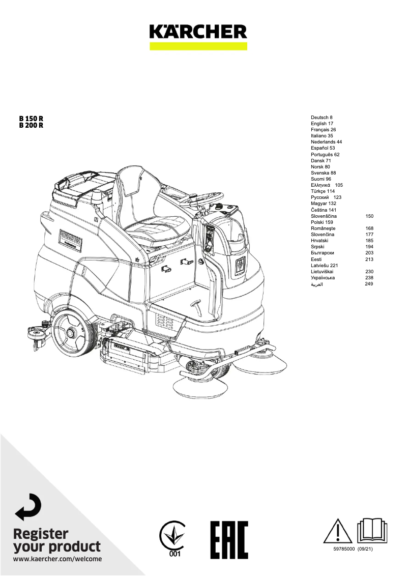 Page 1 de la notice Manuel utilisateur Kärcher B 150 R Bp Pack