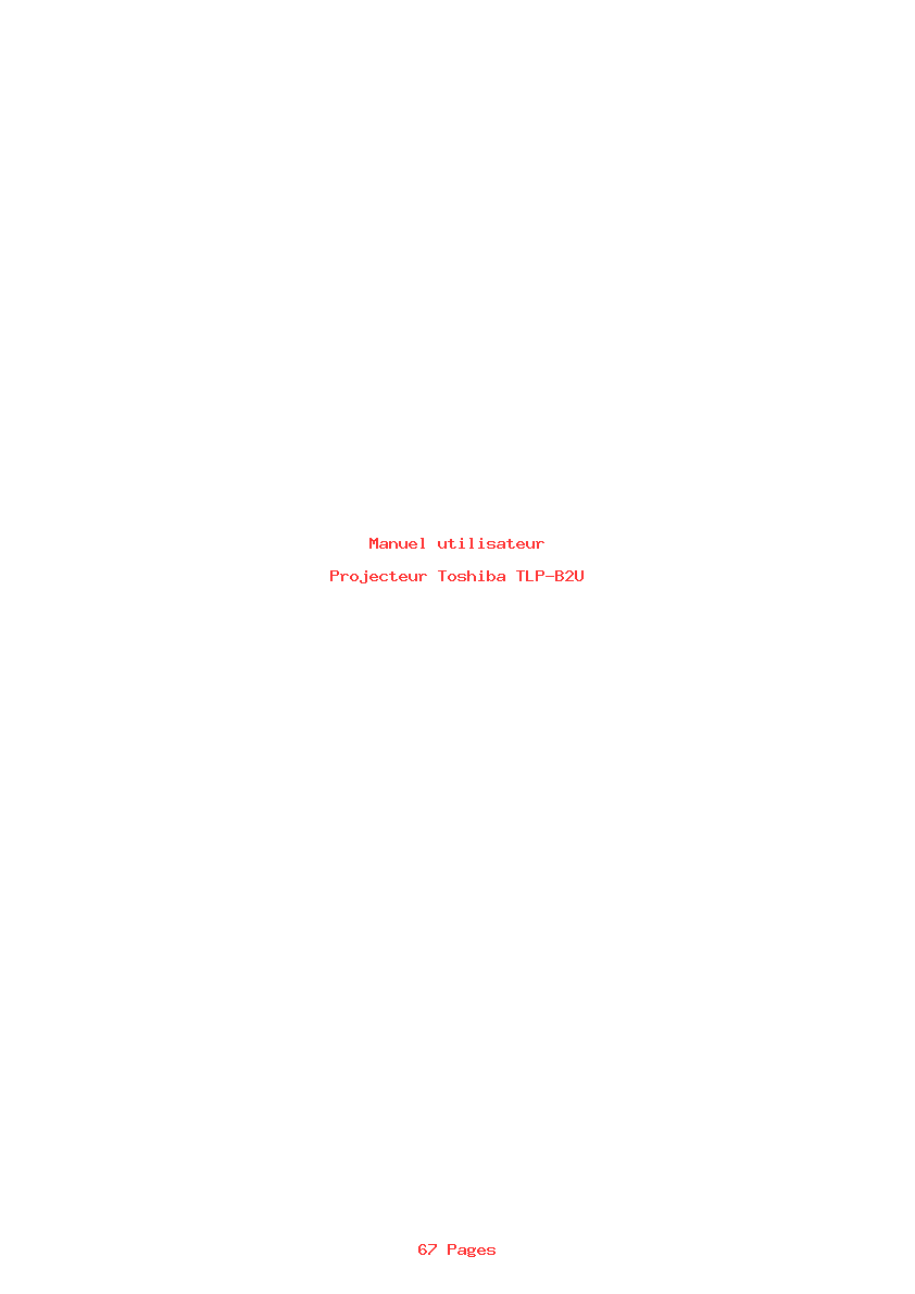 Page 1 de la notice Manuel utilisateur Toshiba TLP-B2U