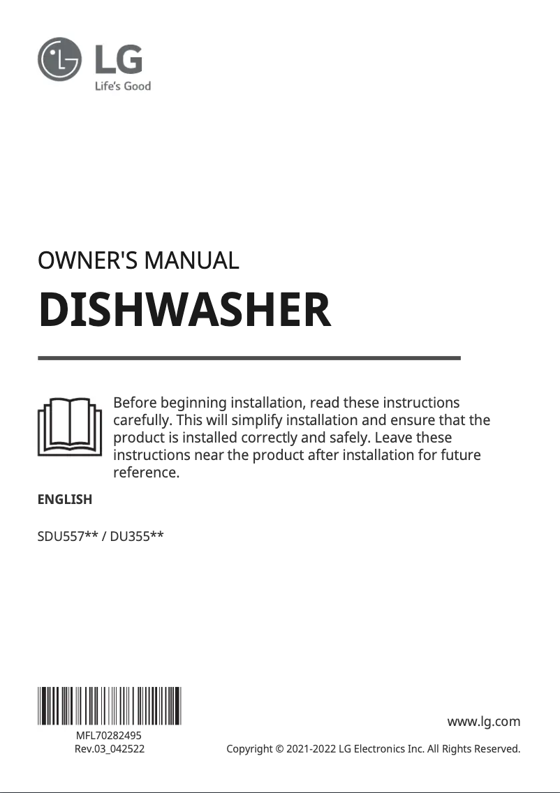 Page 1 de la notice Manuel utilisateur LG SDU557HM