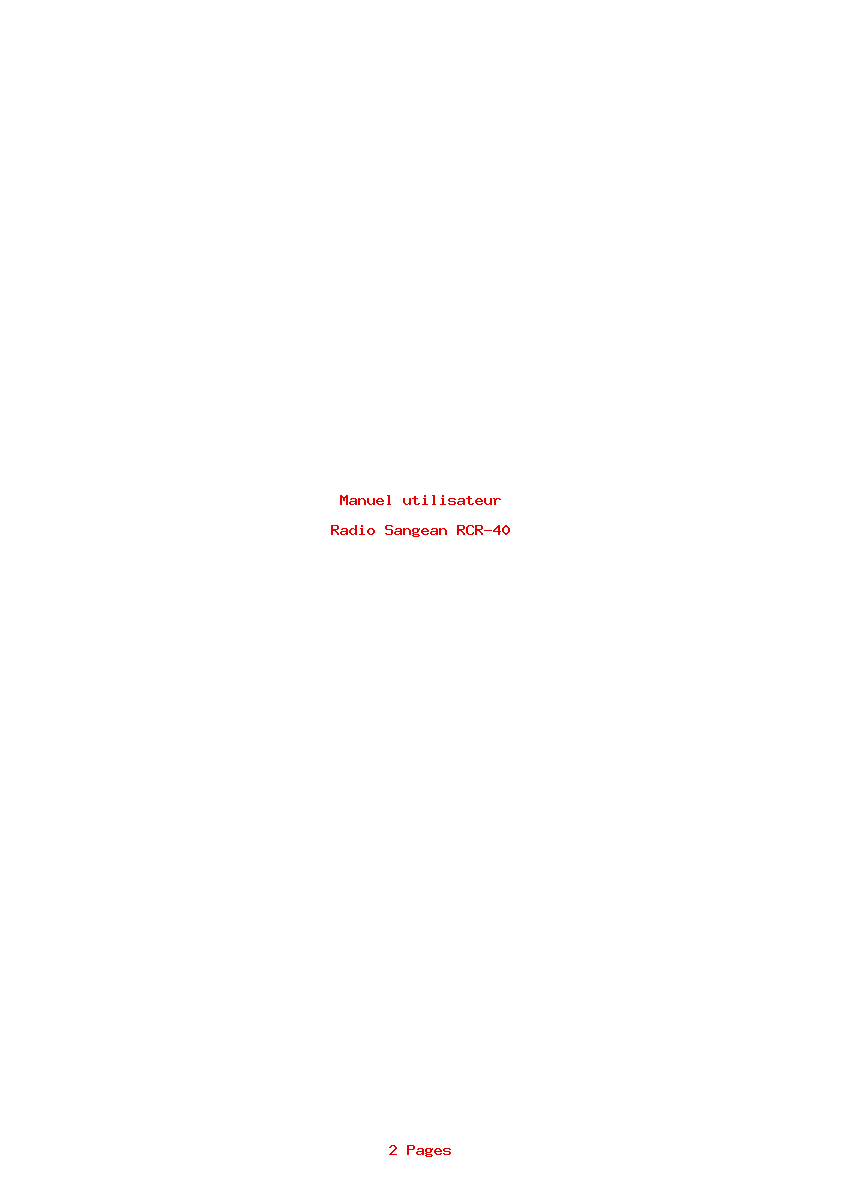 Page 1 de la notice Manuel utilisateur Sangean RCR-40