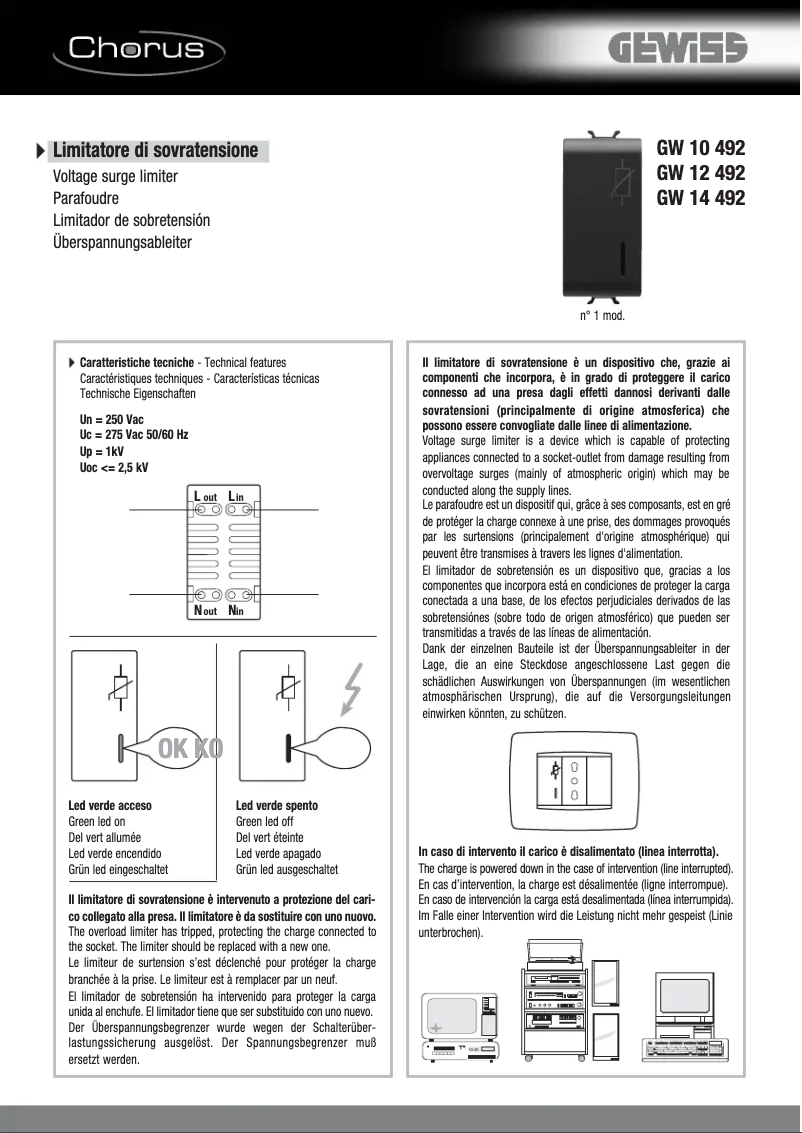 Page 1 de la notice Manuel utilisateur Gewiss GW12492