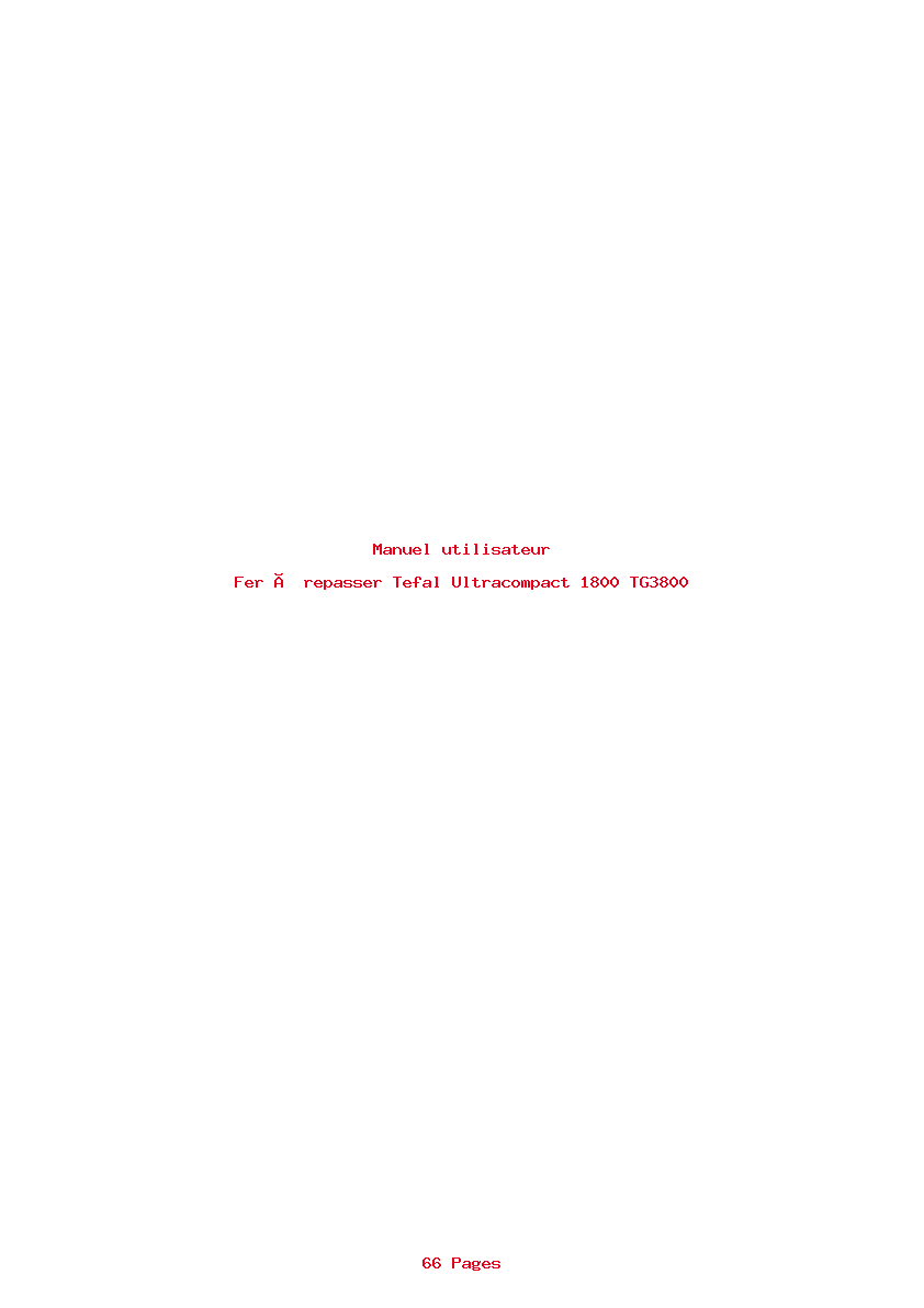 Page 1 de la notice Manuel utilisateur Tefal Ultracompact 1800 TG3800