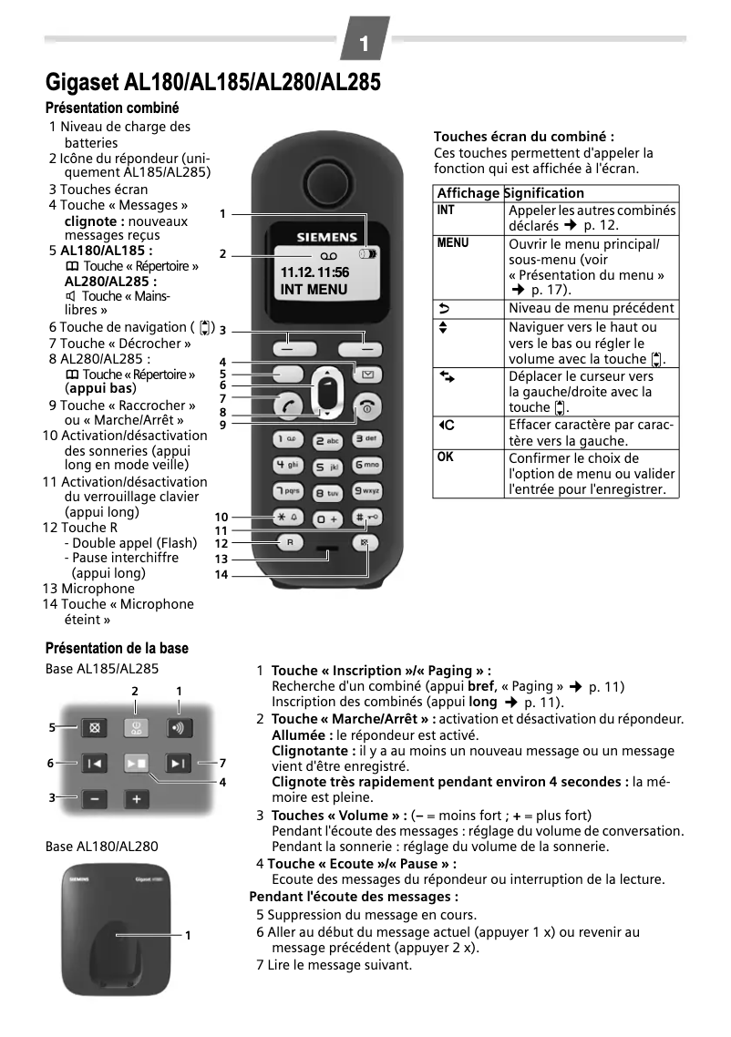 Página nº 1 - Manual de usuario Siemens Gigaset AL180