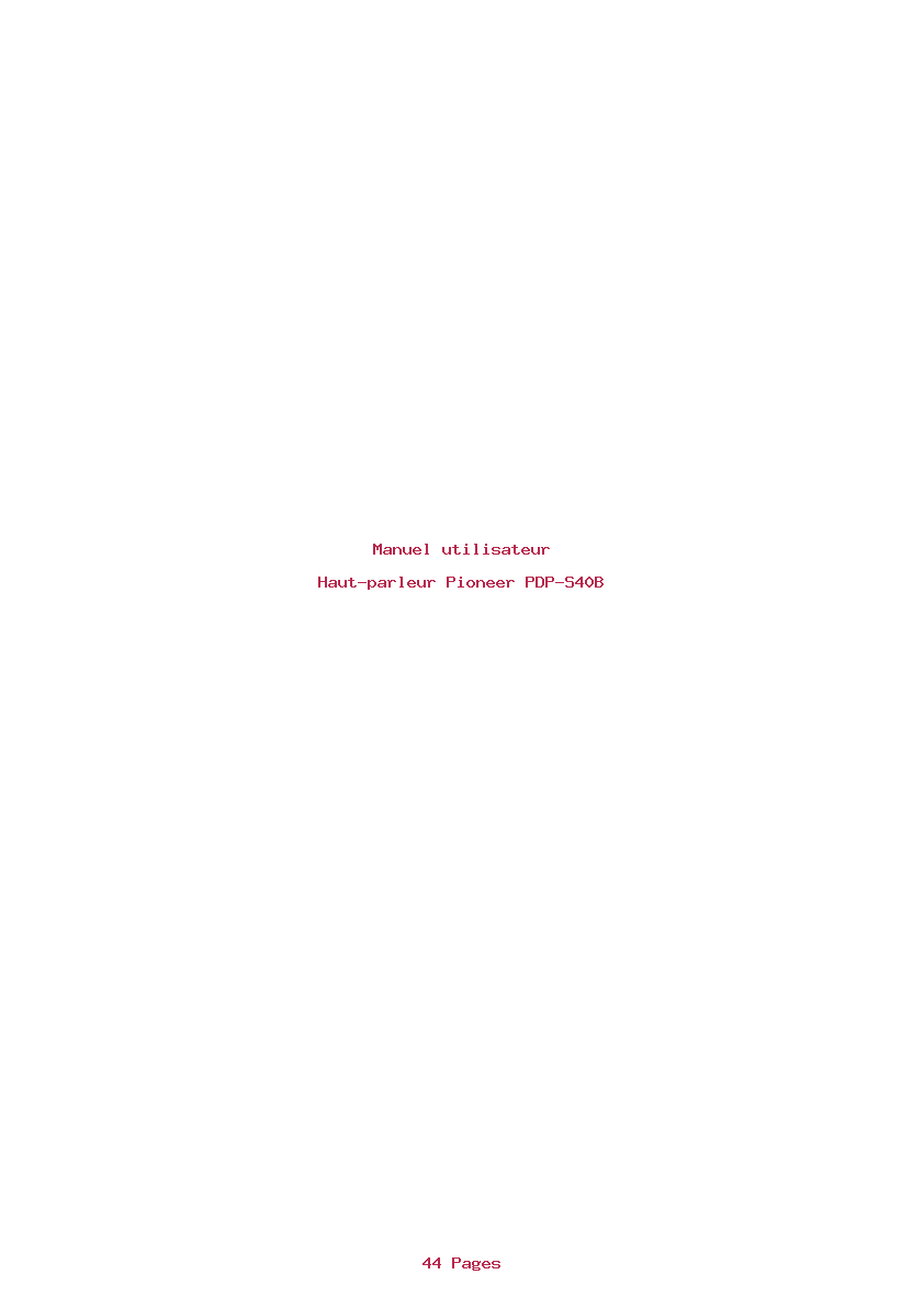 Page 1 de la notice Manuel utilisateur Pioneer PDP-S40B