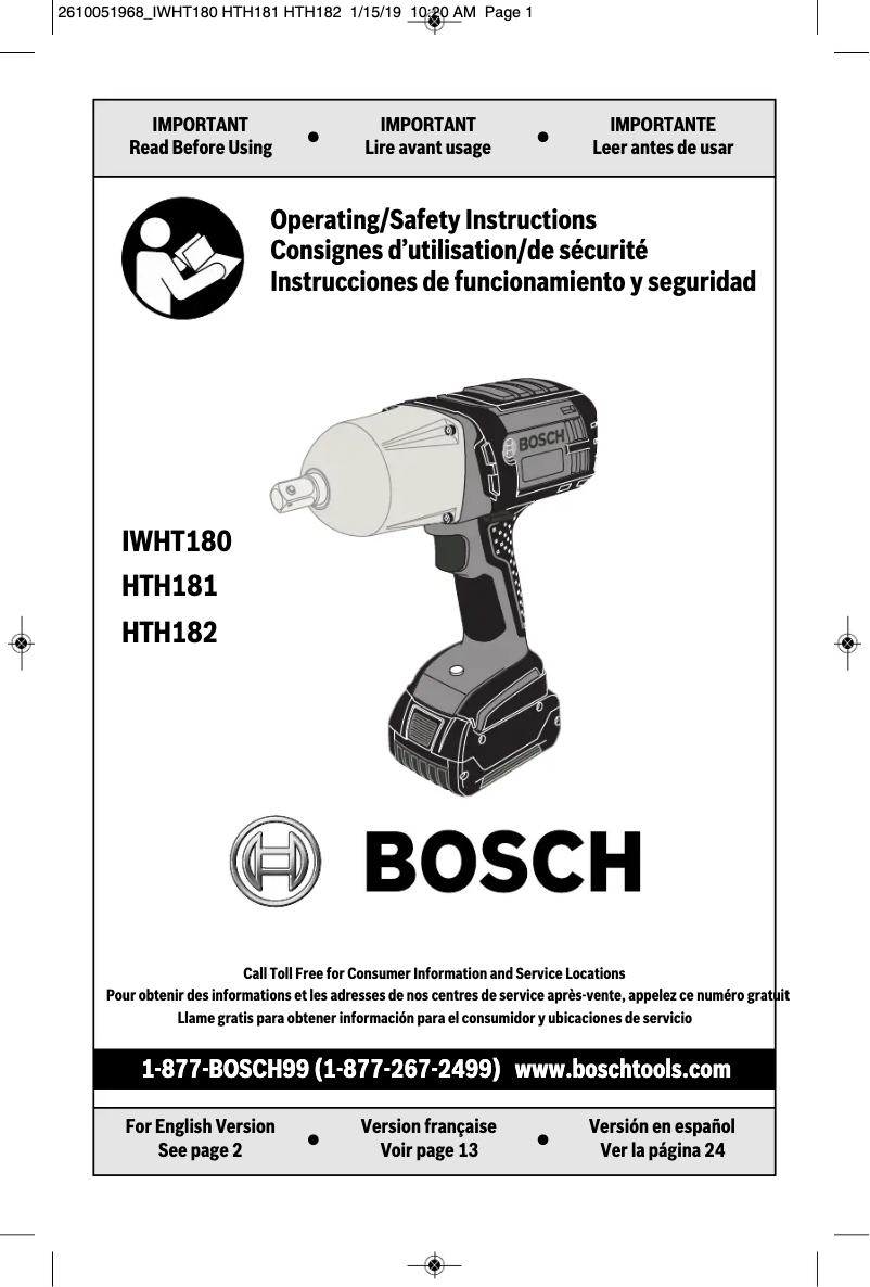 Page 1 of the manual User Manual Bosch HTH181B