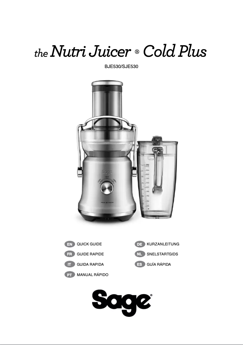 Page 1 de la notice Manuel utilisateur Sage the Nutri Juicer Cold Plus BJE530