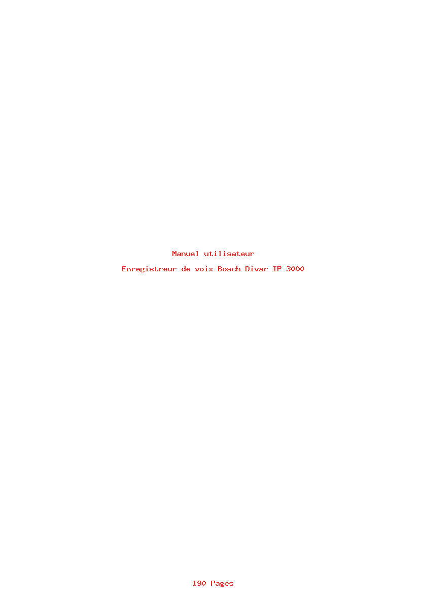 Page 1 de la notice Manuel utilisateur Bosch Divar IP 3000