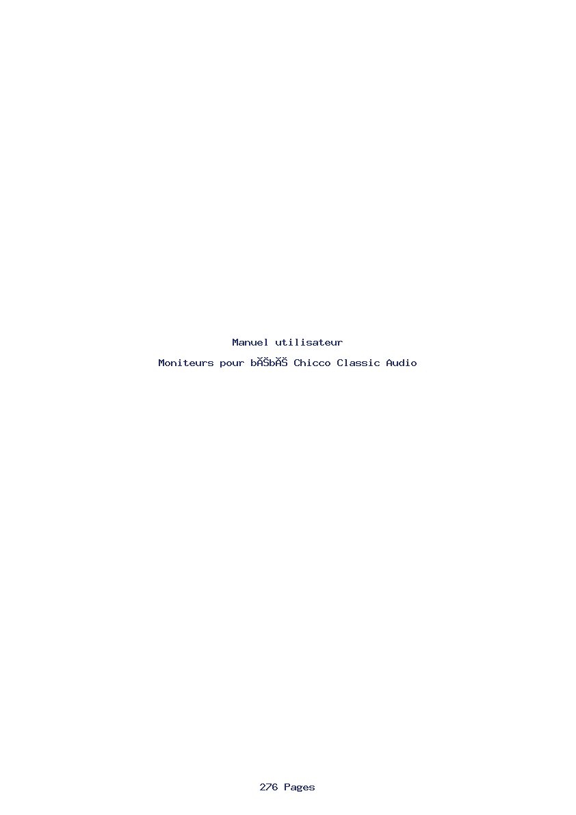 Page 1 de la notice Manuel utilisateur Chicco Classic Audio