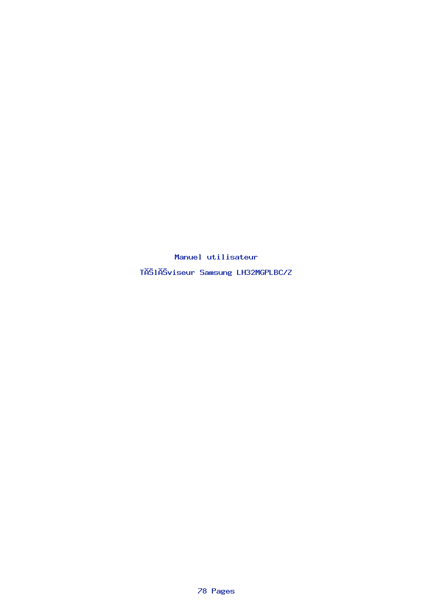 Page 1 de la notice Manuel utilisateur Samsung LH32MGPLBC/Z