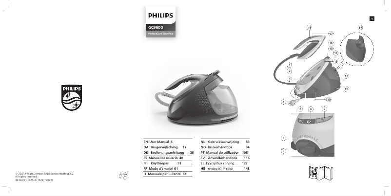 Page 1 of the manual User Manual Philips PerfectCare Elite Plus GC9680