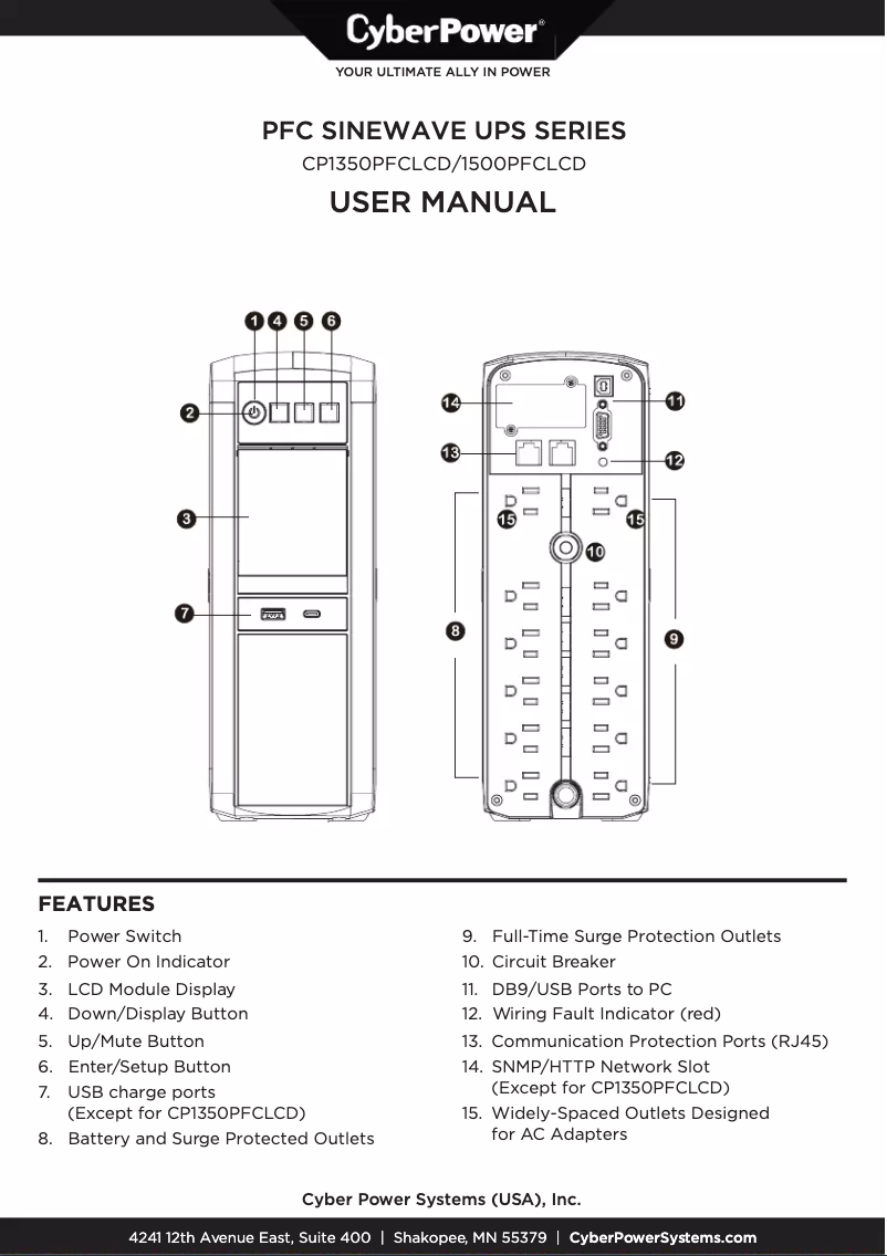 Page 1 of the manual User Manual CyberPower CP1350PFCLCD