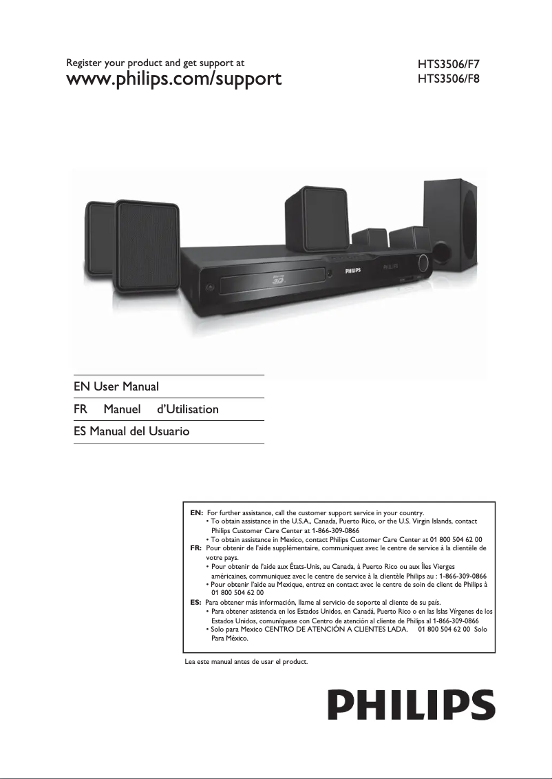 Page 1 de la notice Manuel utilisateur Philips HTS3506