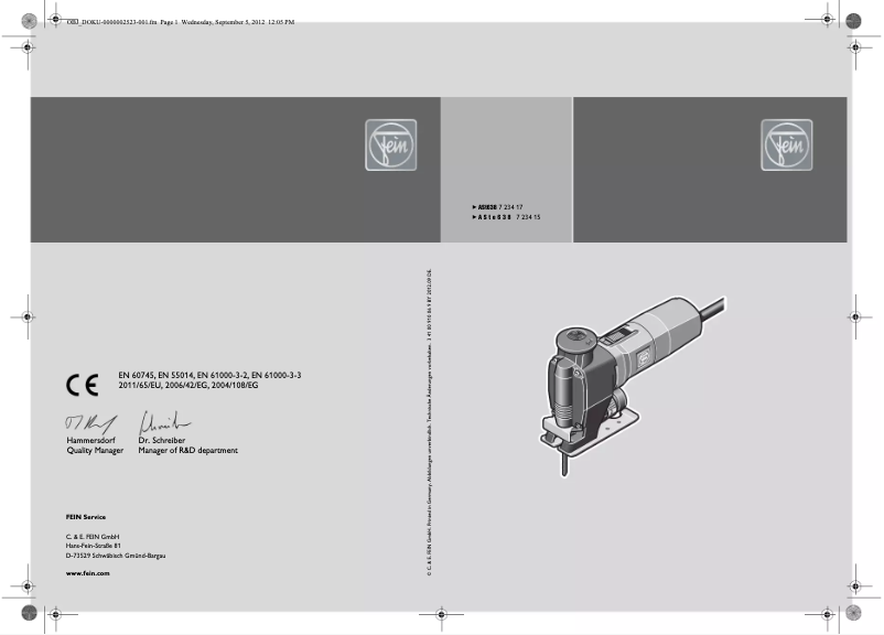 Page 1 de la notice Manuel utilisateur Fein ASt 638