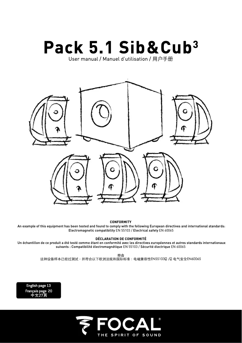 Page 1 de la notice Manuel utilisateur Focal Cub 3