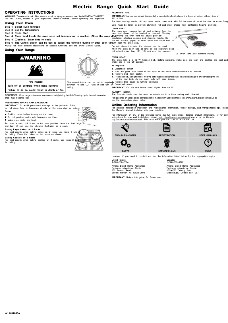 Page 1 de la notice Guide de démarrage rapide Amana ACR4303MFW