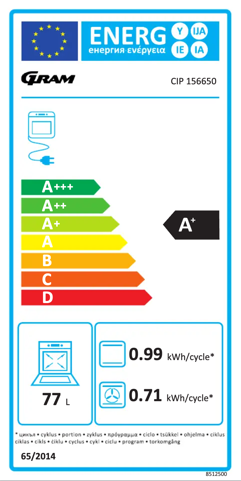 Página 1 del manual Etiqueta energética Gram CIP 156650
