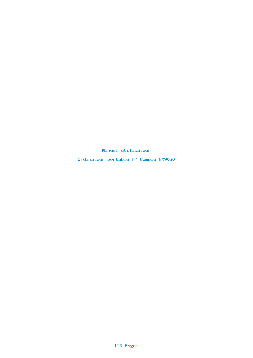 Page 1 de la notice Manuel utilisateur HP Compaq NX9030