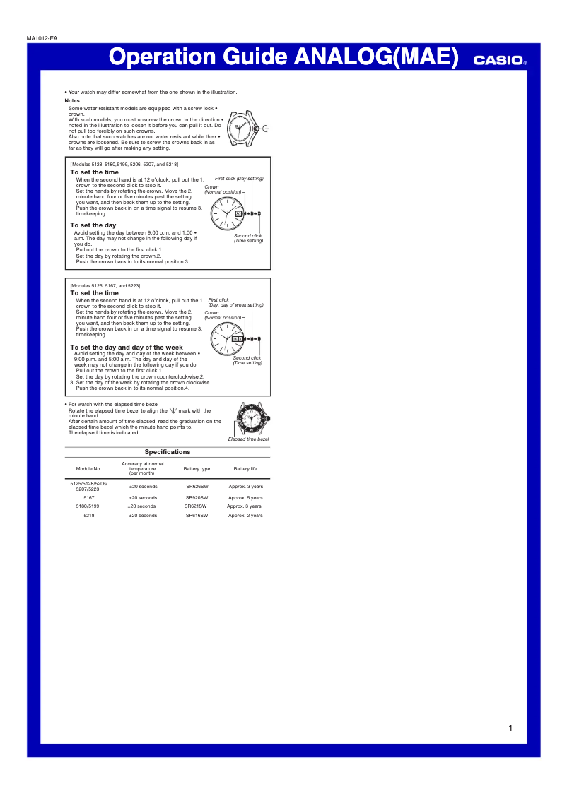 Page 1 de la notice Manuel utilisateur Casio Sheen SHE-4533PGL-7BUER